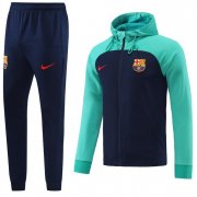 2022-23 Barcelona Navy Green Training Kits Hoodie Jacket with Pants