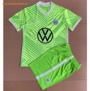 2021-22 Wolfsburg Kids Home Green Soccer Kits Shirt With Shorts