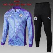 Kids 2019-20 Manchester City Purple Jacket and Pants Training Kits