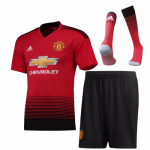 2018-19 Manchester United Home Red Soccer Whole Kit (Shirt + Shorts + Socks)