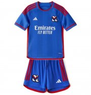 2023-24 Olympique Lyonnais Kids Away Soccer Kits Shirt with Shorts