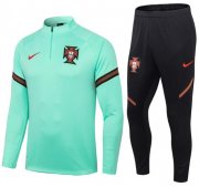2020-21 Portugal Green Training Kits Sweatshirt with Trousers