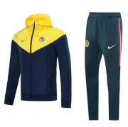 2020-21 Club America Navy Yellow Hoodie Windbreaker Jacket Suits With Trousers