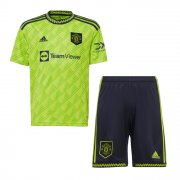 2022-23 Manchester United Kids Third Away Soccer Youth Kits Shirt With Shorts