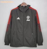 2021-22 Manchester United Black Red Windbreaker Hoodie Jacket