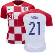 2018 World Cup Croatia Home Soccer Jersey Shirt Domagoj Vida #21