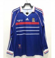 1998 France Retro Long Sleeve Home Soccer Jersey Shirt