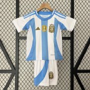 2024 Copa America Argentina Kids Home Soccer Kits Shirt With Shorts