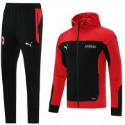 2021-22 AC Milan Red Black Training Kits Hoodie Jacket with Pants