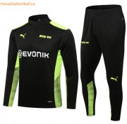 2021-22 Dortmund Black Green Training Kits Sweatshirt with Pants