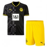 2022-23 Borussia Dortmund Kids Away Soccer Kits Shirt With Shorts