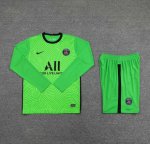 2020-21 PSG Green Long Sleeve Goalkeeper Soccer Jersey Kits (Shirt+Shorts)