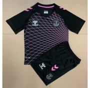 2022-23 Everton Kids Goalkeeper Black Pink Soccer Jersey Kit Shirt With Shorts