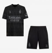 2023-24 AC Milan Kids Fourth Away Black Soccer Kits Shirt with Shorts