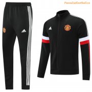 2021-22 Manchester United Black Tracksuits Training Jacket Kits with Pants
