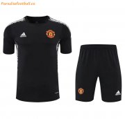 2021-22 Manchester United Black Grey Training Kits Shirt with Shorts