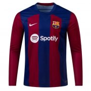 2023-24 Barcelona Long Sleeve Home Soccer Jersey Shirt