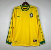 1998 Brazil Retro Long Sleeve Home Soccer Jersey Shirt