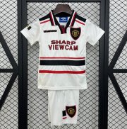 1997-98 Manchester United Retro Kids Away Soccer Kit Shirt With Shorts
