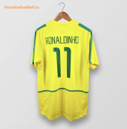 2002 Brazil Retro Home Soccer Jersey Shirt RONALDINHO #11