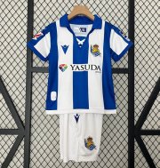 Kids Real Sociedad 2024-25 Home Soccer Kits Shirt With Shorts