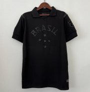 2013-14 Brazil Retro Black Soccer Jersey Shirt