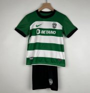 2023-24 Sporting Lisbon Kids Home Soccer Kits Shirt With Shorts