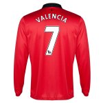 13-14 Manchester United #7 Valencia Home Long Sleeve Jersey Shirt