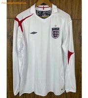 2006 England Retro Long Sleeve Home Soccer Jersey Shirt
