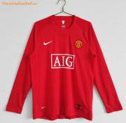 2007-08 Manchester United Retro Long Sleeve Home Soccer Jersey Shirt