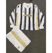 Kids Juventus 2020-21 Long Sleeve Home Soccer Kits Shirt With Shorts