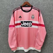 2015-16 Juventus Retro Long Sleeve Away Pink Soccer Jersey Shirt