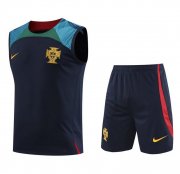 2022 FIFA World Cup Portugal Royal Blue Pre-Match Training Vest Kits Shirt with Shorts