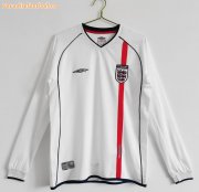 2002 England Retro Long Sleeve Home Soccer Jersey Shirt