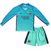 Kids Barcelona 2016-17 LS Third Soccer Shirt With Shorts