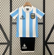 Kids 1986 Argentina Retro Home Soccer Kits Shirt With Shorts