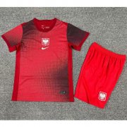 2024 Euro Cup Poland Kids Away Soccer Kits Shirt With Shorts