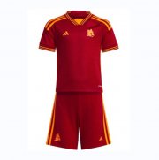 2023-24 Roma Kids Home Soccer Kits Shirt With Shorts