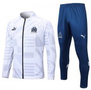 2022-23 Marseille White Grey Training Kits Jacket with Pants