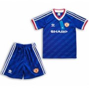 1986 Manchester United Retro Kids Away Soccer Kits Shirt With Shorts