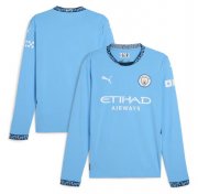 2024-25 Manchester City Home Long Sleeve Soccer Jersey Shirt