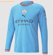 2022-23 Manchester City Long Sleeve Home Soccer Jersey Shirt