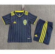Kids Sweden 2020-2021 EURO Away Soccer Kits Shirt with Shorts