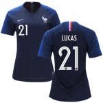 Women 2018 World Cup France Home Soccer Jersey Shirt Lucas Hernandez #21
