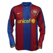 07-08 Barcelona Retro Home 50-Yeas Anniversary Long Sleeve Soccer Jersey Shirt