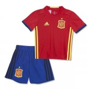 Kids Spain 2016 Euro Home Soccer Shirt With Shorts