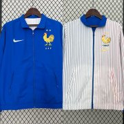 2024 Euro Cup France Blue White Reversible Trench Coat Jacket