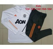 Kids 2020-21 Manchester United White Training Suits Youth Sweatshirt with Pants