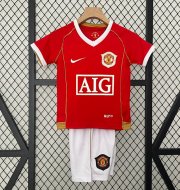 2006-07 Manchester United Retro Kids Home Soccer Kits Shirt With Shorts