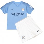 Kids Manchester City 2018-19 Home Soccer Shirt With Shorts